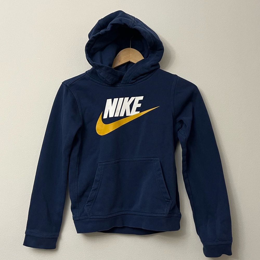 Nike Kids Navy Hoodie with Gold Swoosh